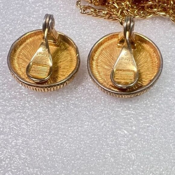 MCM Gold-Tone Monet 54' Necklace & Clip-On Earrings Combines Texture and Smooth - Picture 4 of 12